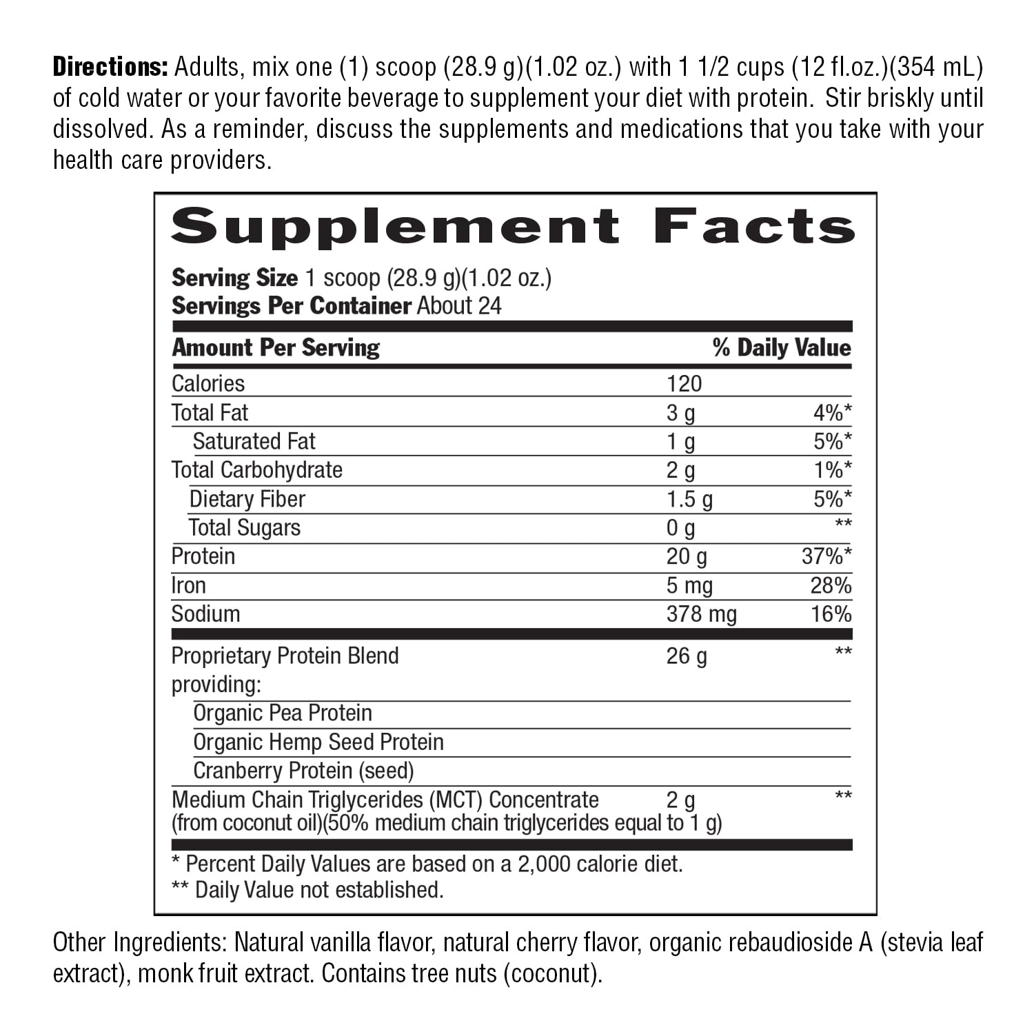 Biochem Vegan Protein Powder - 20g Plant-Based Protein per Serving, Organic Pea Hemp Cranberry Blend, Soy-Free Gluten-Free Vanilla Flavor, 1.5lb | Perfect for Post-Workout Recovery, Smoothies & Vegan Baking