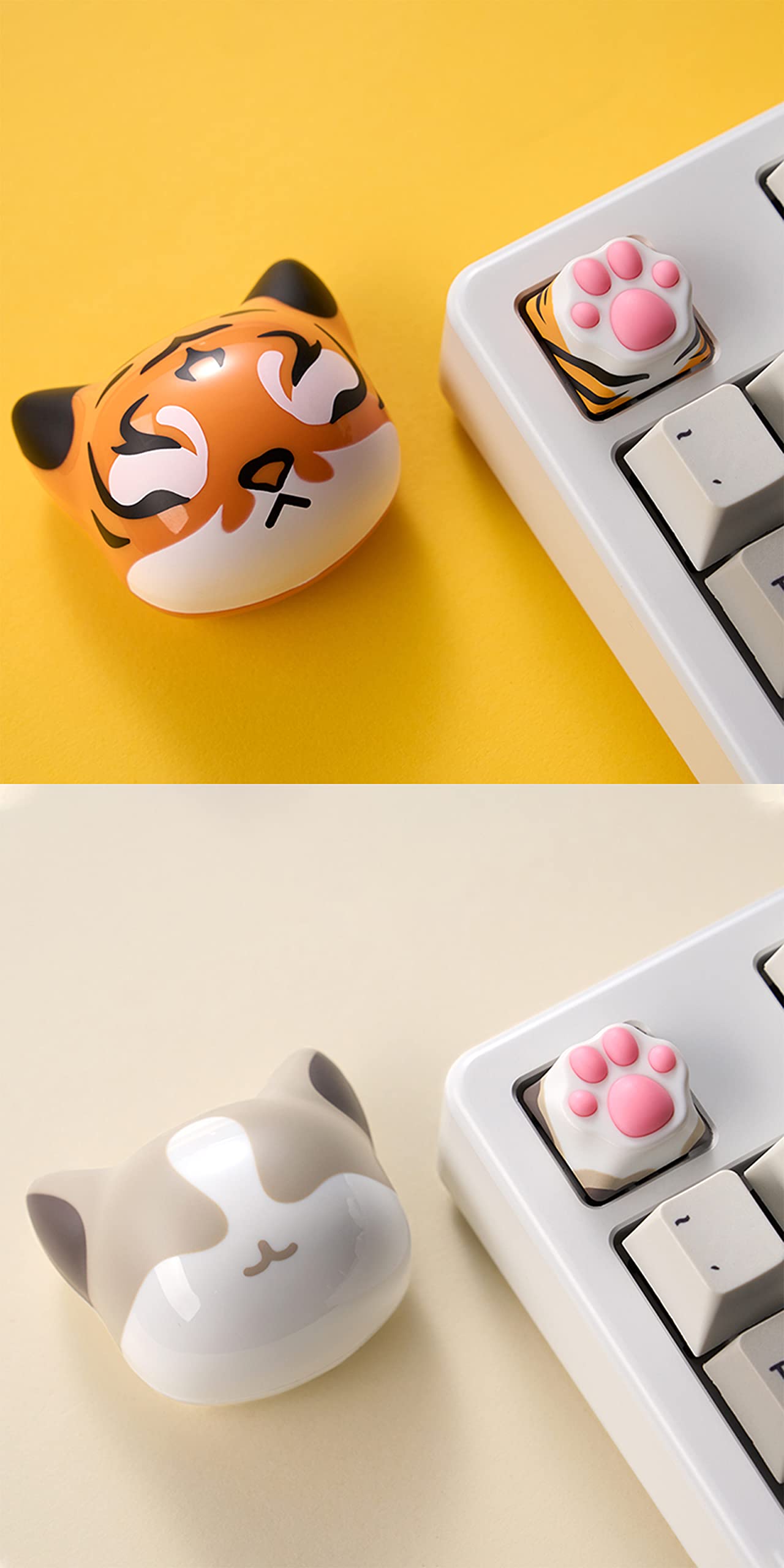SYA ZOMOPLUS Cute Cat-Claws Keycaps - 3D Novelty Squishy-Paws Keycaps for Cherry MX Switches (4 Keys) | OEM Profile Custom Mechanical Keyboard Keycaps for Gaming & Typing | Perfect for Cat Lovers & Keyboard Enthusiasts