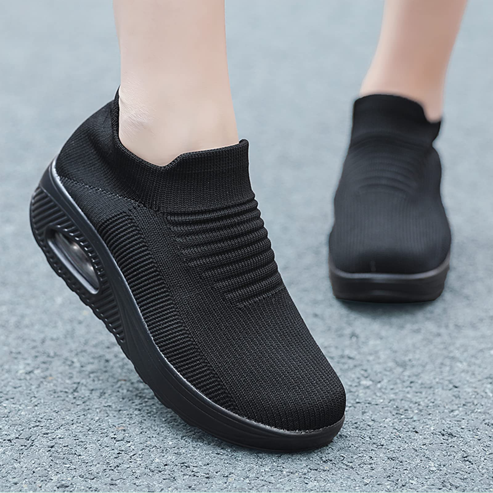 Breathable Women's Air Cushion Slip-On Sneakers - Orthopedic Diabetic Walking Shoes with Comfortable Sock Liner | Lightweight Casual Shoes for Walking, Travel & Work | Ideal for Nurses, Teachers & Seniors | Perfect for Hospital Shifts, Classroom Teaching, Daily Errands & All-Day Comfort