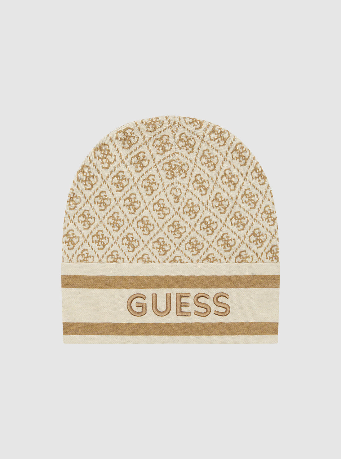 Beige Logo Knit Beanie - Soft Winter Hat for Men & Women - Perfect for Cold Weather, Outdoor Activities, and Casual Style