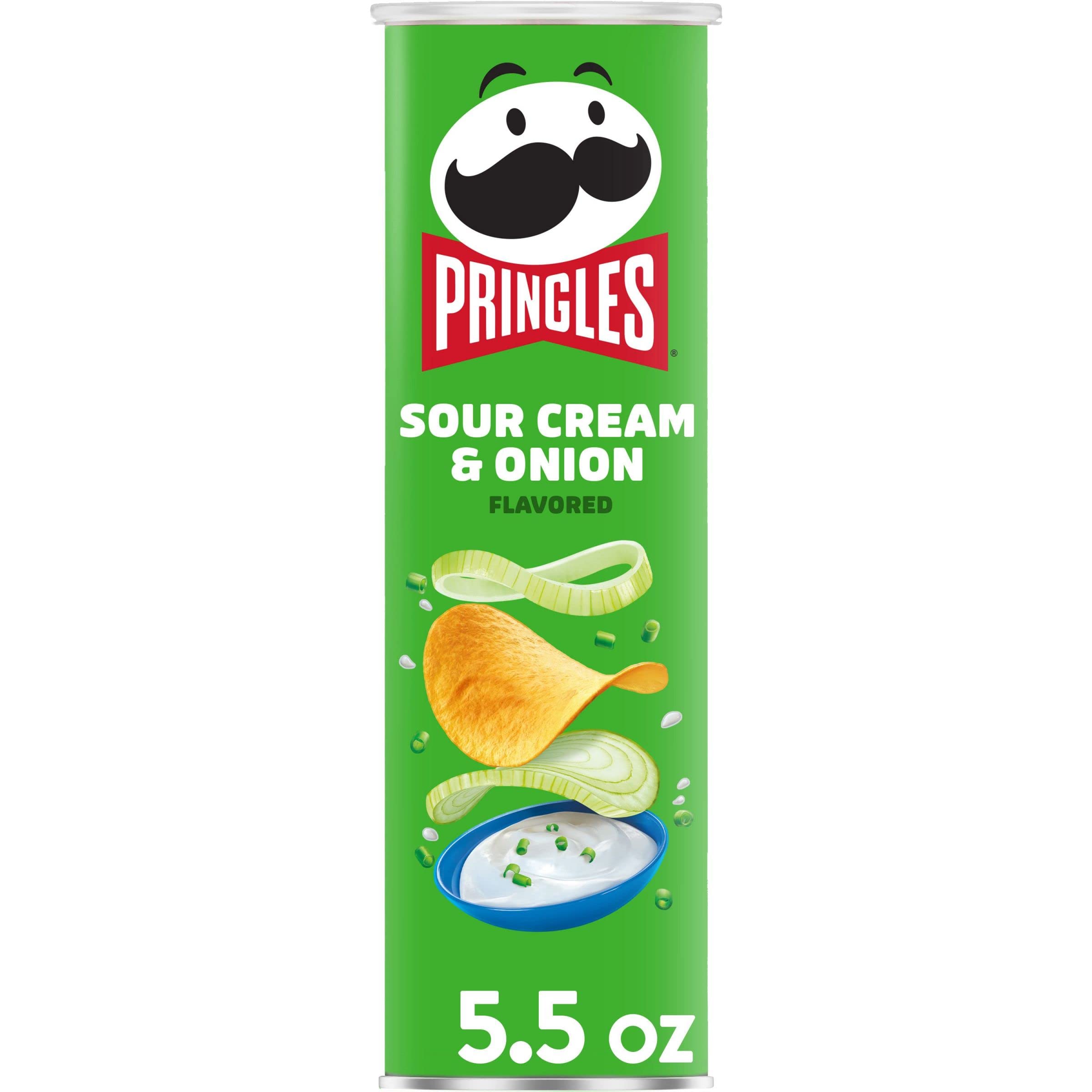 Pringles Sour Cream & Onion Potato Crisps - 5.5oz Can (Pack of 1) | Crunchy Snacks for Lunch, Office, Road Trips & Movie Nights - Perfect On-The-Go Treat