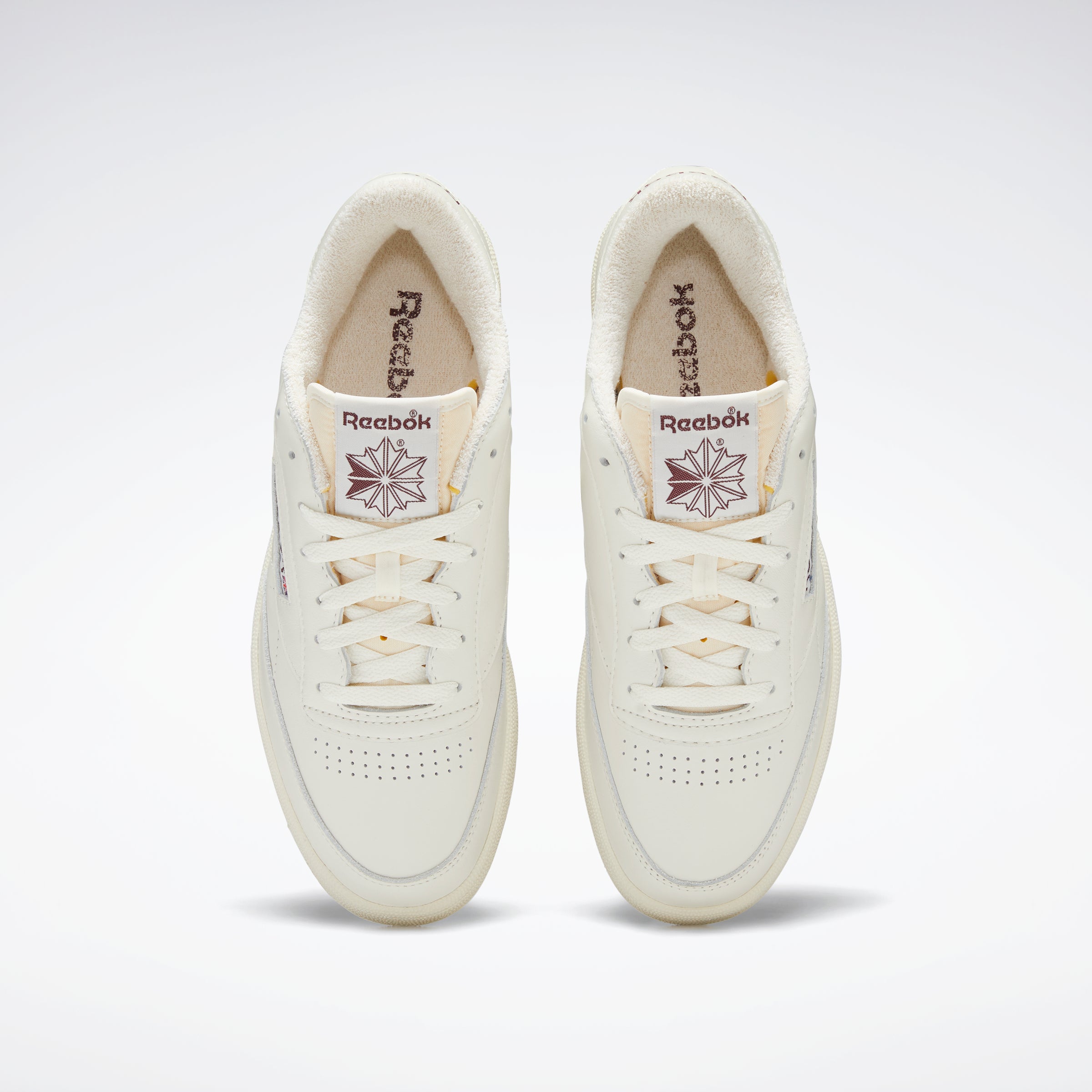 Reebok Club C 85 Vintage Sneakers - Chalk/Alabaster/Maroon | Classic Retro Tennis Shoes for Men & Women | Perfect for Casual Wear, Street Style & Gym Fashion