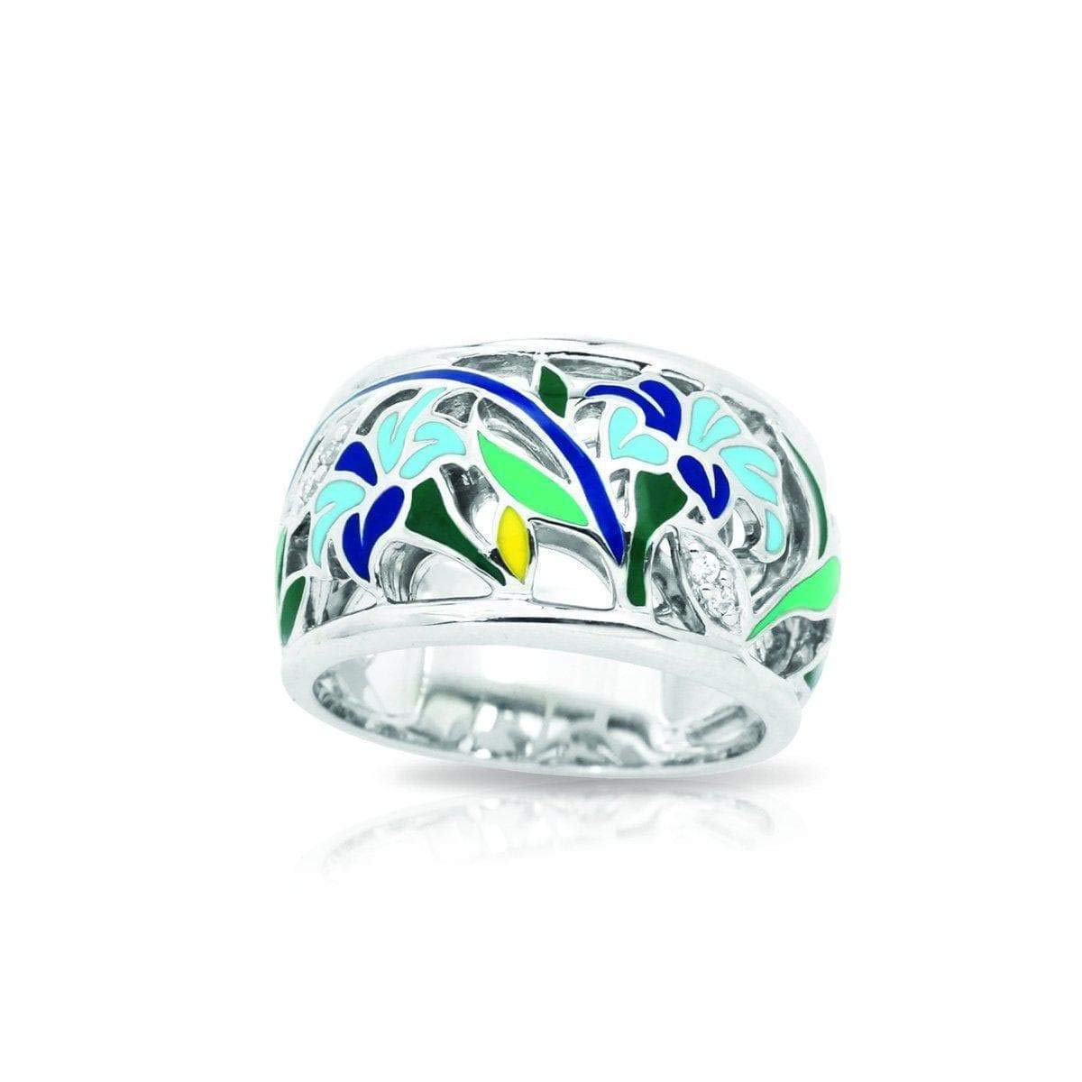 Belle Etoile Morning Glory Blue Ring - Size 5 | Elegant Floral Jewelry for Women, Perfect for Weddings, Parties & Everyday Wear