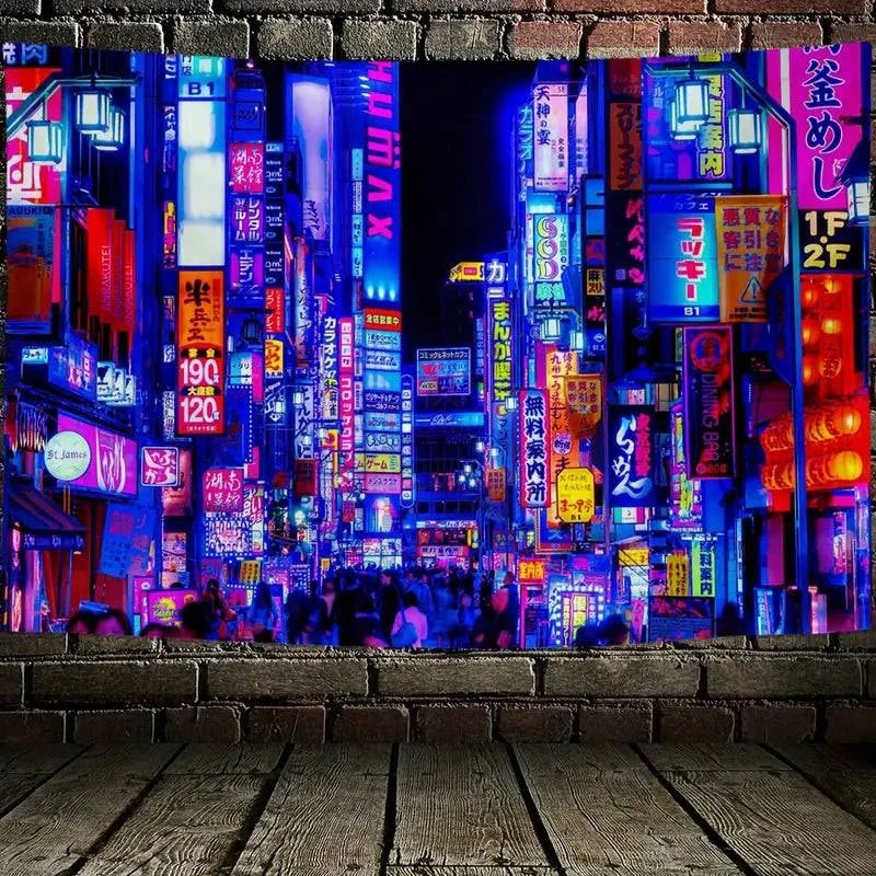 Tokyo City Official Glow in The Dark UV Tapestry Wall Art - Perfect for Bedroom, Dorm Room & Anime Decor