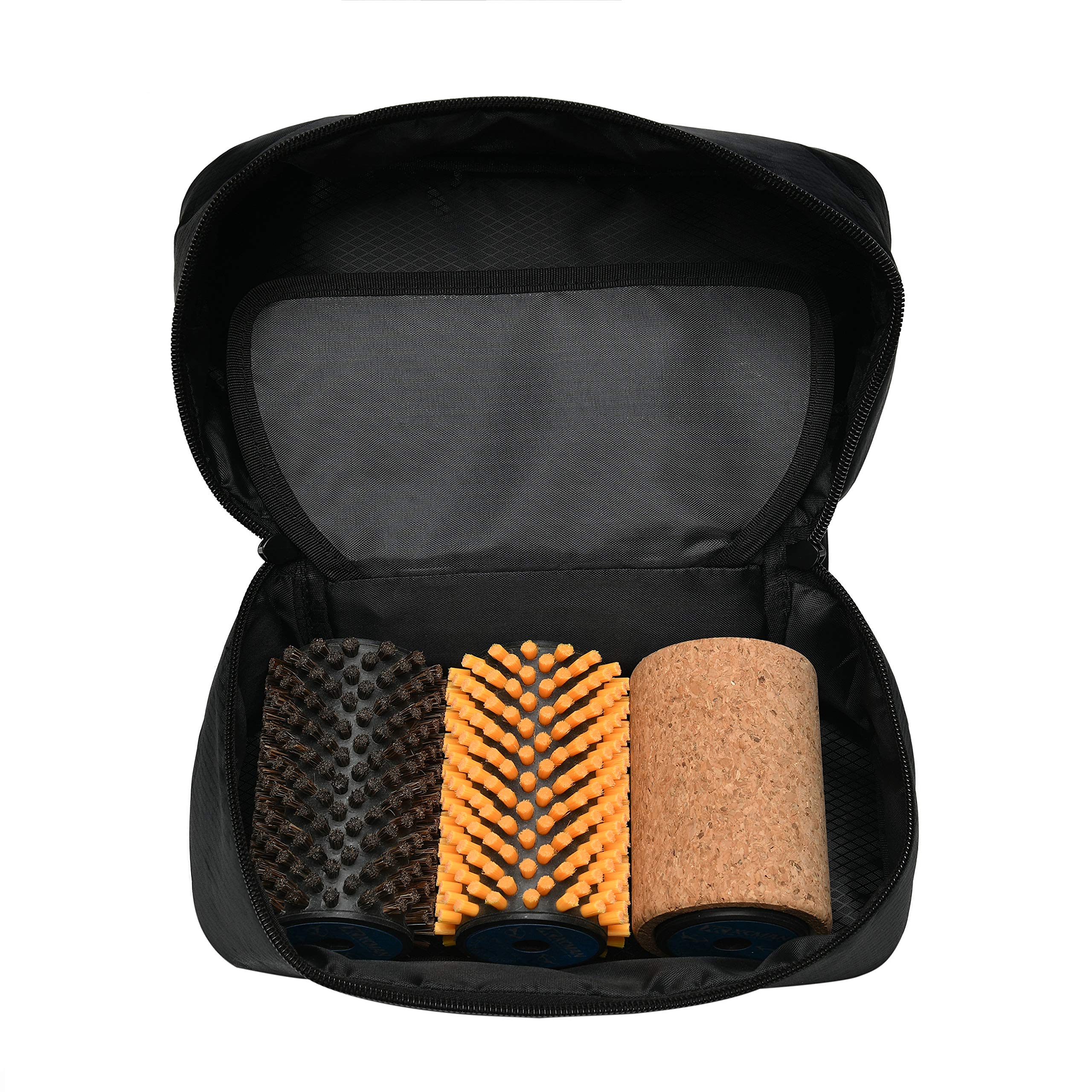 XC Alpine Ski Rotary Brush Kit - Nylon, Horsehair, Brass & Cork Brushes (100mm) for Ski & Snowboard Maintenance - Perfect for Waxing, Edge Tuning & Base Cleaning