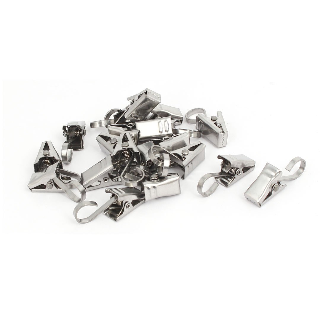 Stainless Steel Window Curtain Clips 20pcs - Spring Loaded Hooks for Drapes & Home Decor