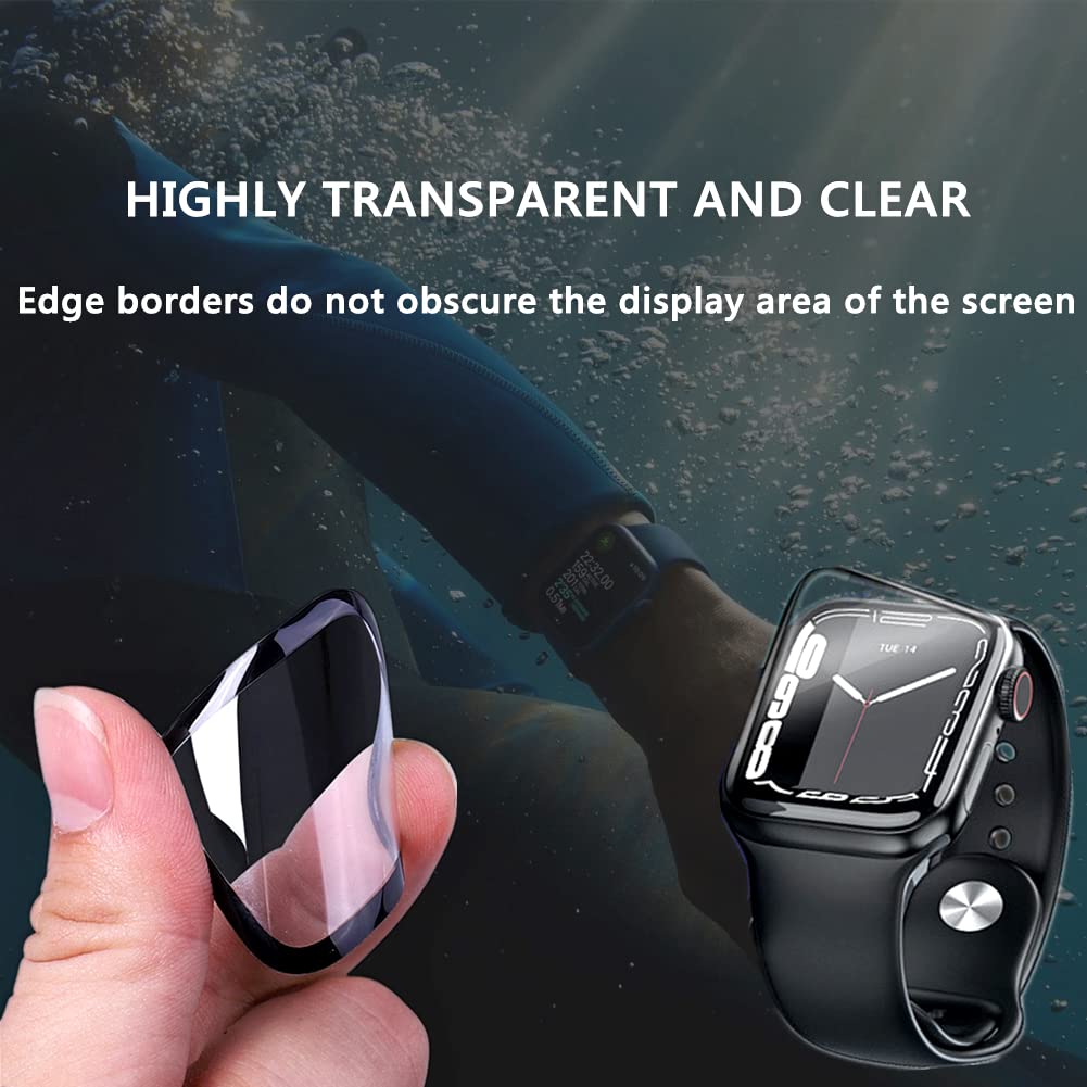**WAMOY 3D Soft Screen Protector for Apple Watch Series 7 45mm - Clear Cover with Black Edge (2-Pack) - Scratch-Resistant & Bubble-Free - Perfect for Workouts, Swimming & Daily Wear**