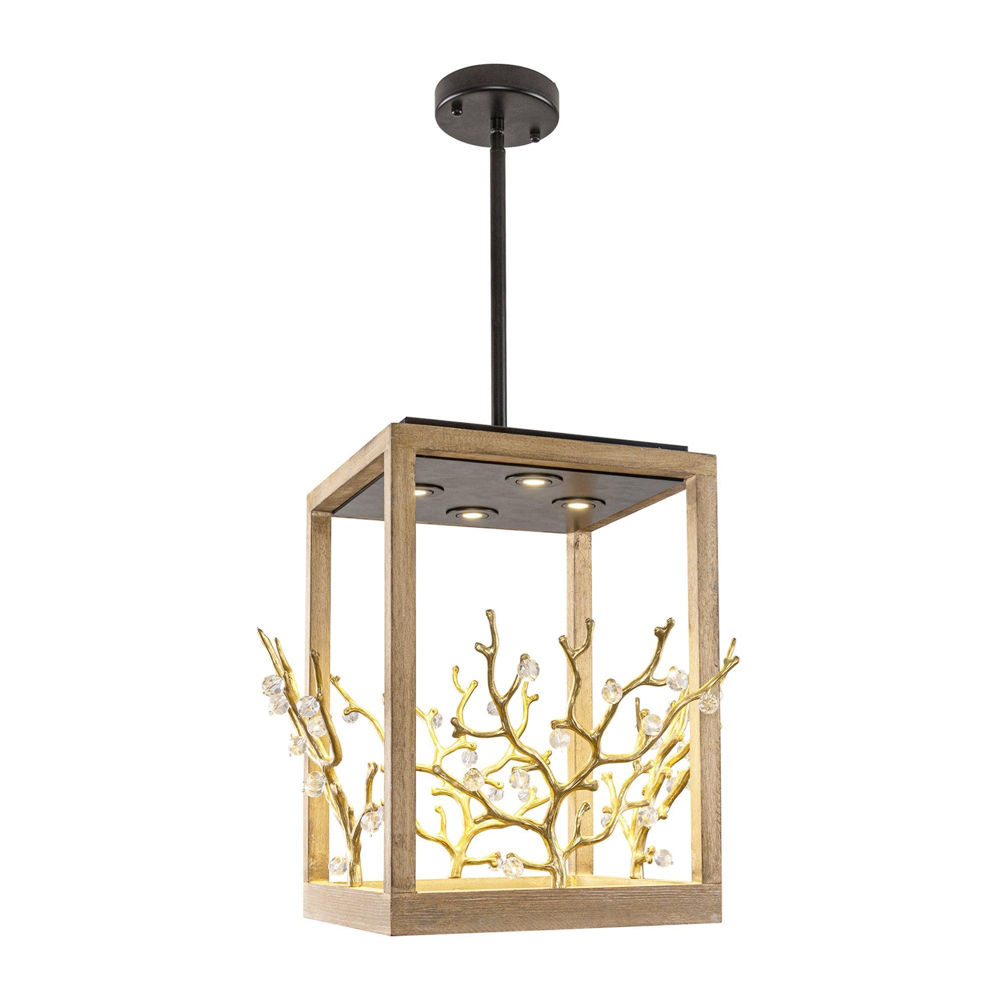 Modern 4-Light Branch Chandelier - Elegant Pendant Lighting Fixture for Dining Room, Living Room, or Bedroom Ceiling Decor