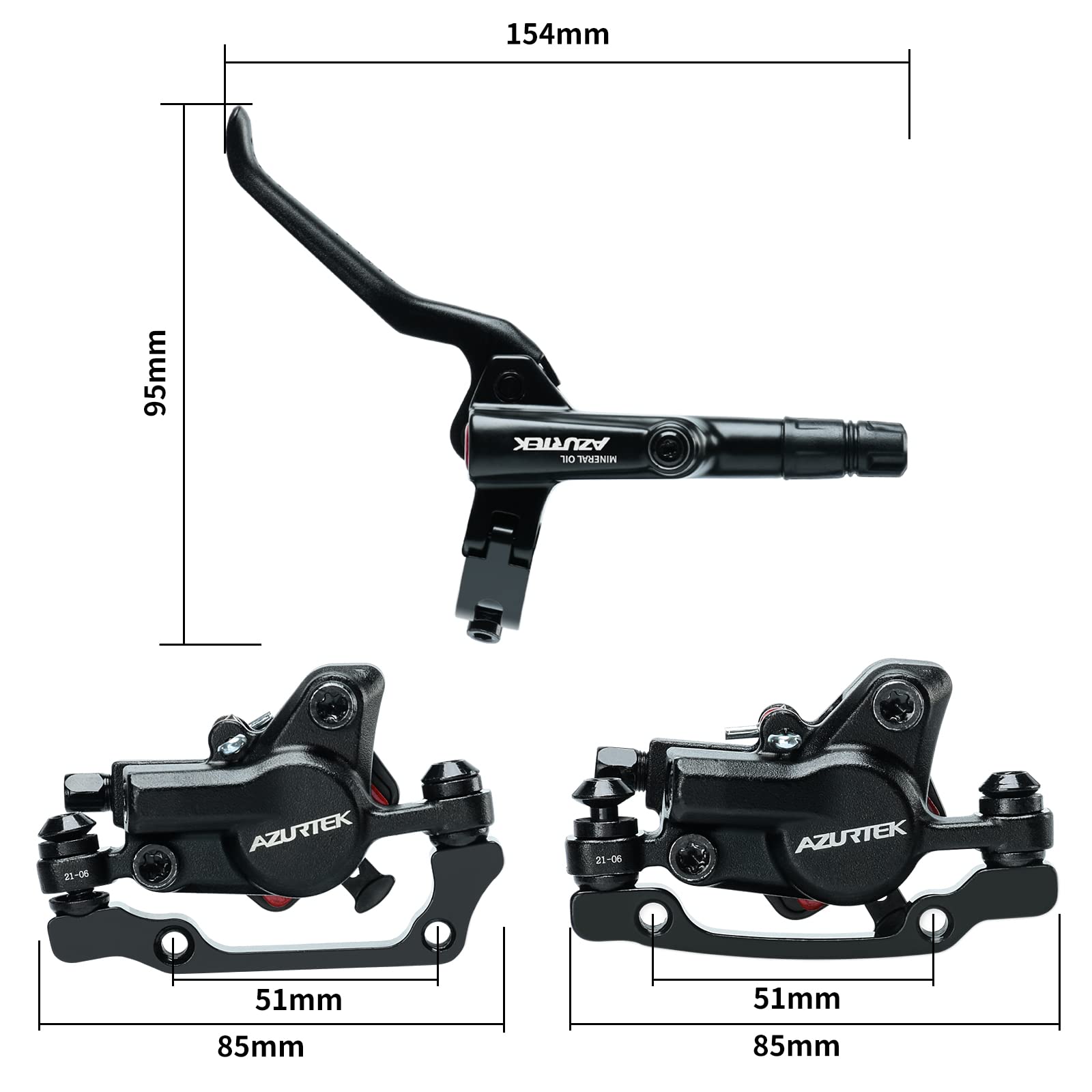 RUJOI Hydraulic Disc Brake Kit for Bikes - Aluminum Oil Pressure Caliper & Alloy Brake Lever with 160mm Rotor - Perfect for MTB, Ebike, Folding Bike, Scooter & Fat Bike - Ideal for Mountain Trails, Commuting & Off-Road Adventures