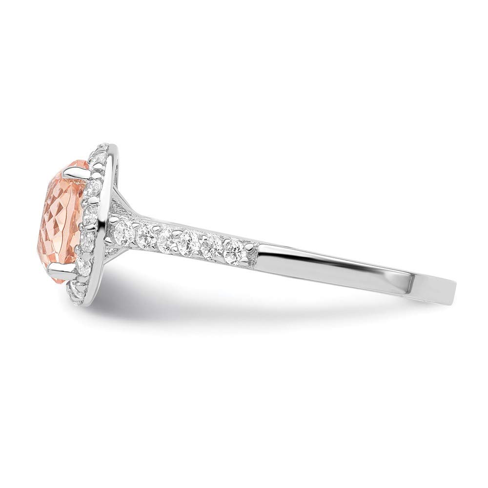 925 Sterling Silver Cubic Zirconia & Simulated Morganite Ring for Women - Elegant Dainty Stackable Fine Jewelry Gift for Her - Perfect for Anniversary, Engagement, Wedding & Everyday Wear