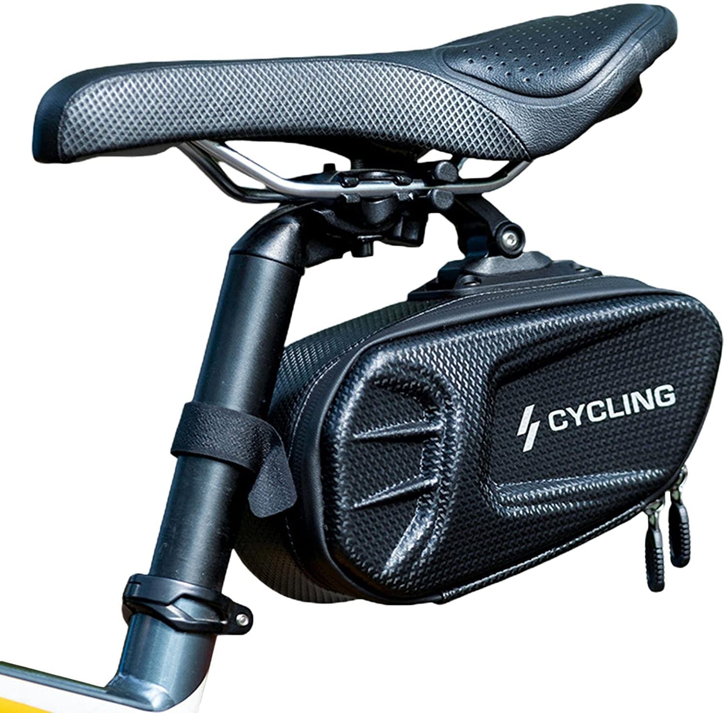 **Waterproof Bike Saddle Bag - Under Seat Storage Pouch for MTB & Road Bicycles | EVA PU Material with Reflective Stripe | Holds Repair Tools & Essentials | Perfect for Commuting, Mountain Biking & Long-Distance Cycling**