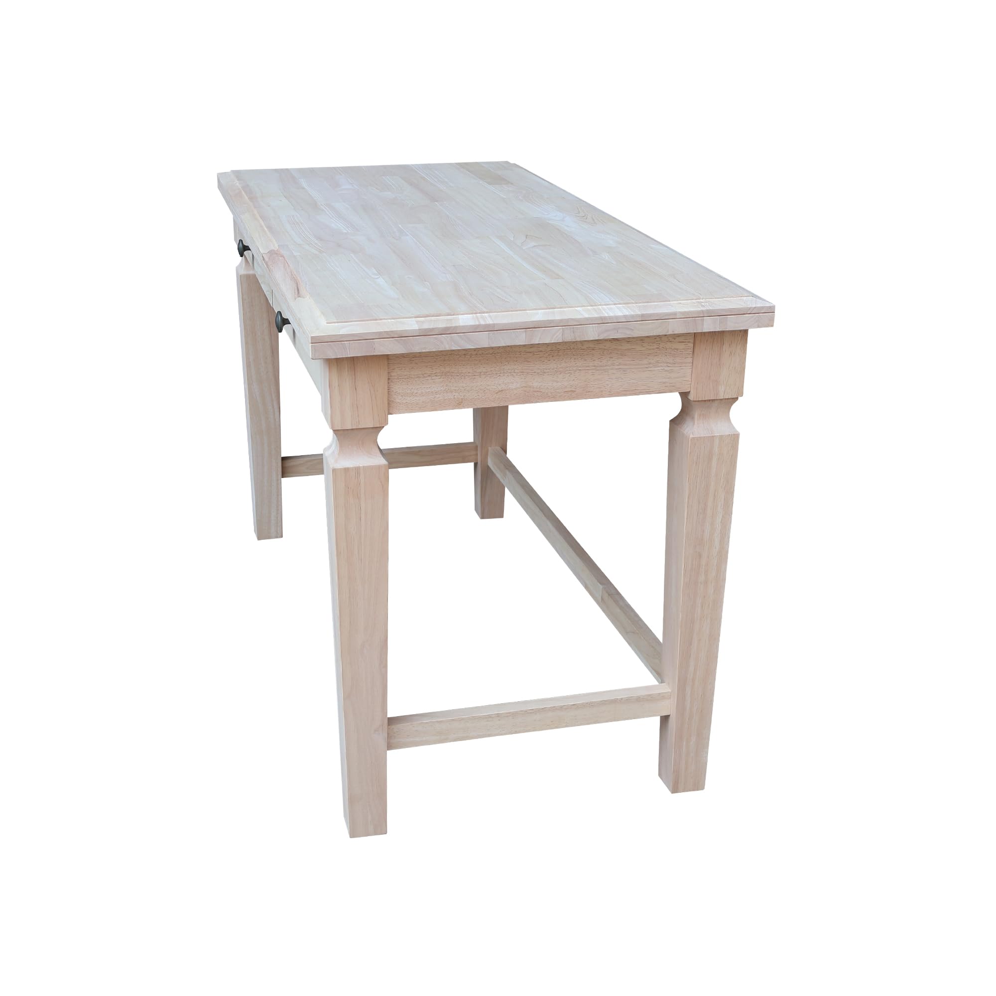 IC International Concepts Solid Wood Vista 2 Drawers Unfinished Writing Desk - Home Office Furniture for Study, Work & Crafting