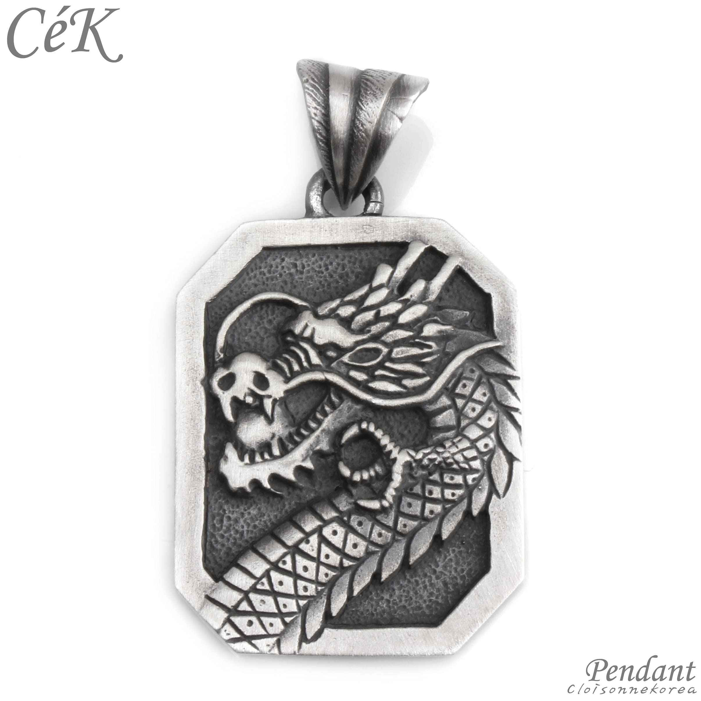 Sterling Silver Dragon Pendant Necklace - Antique Edition CéK 3774SNM | Elegant Jewelry for Women, Perfect Gift for Birthday, Anniversary & Special Occasions