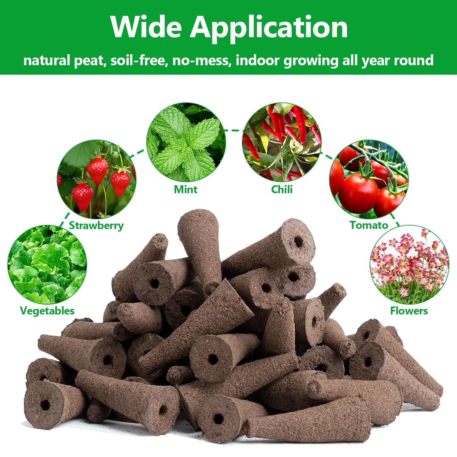 50 Pack Hydroponic Grow Sponges - Seed Starter Pods & Root Growth Sponges for Aeroponics System | Compatible with AeroGarden, Indoor Herb Garden, Hydroponic Vegetables & Microgreens Growing