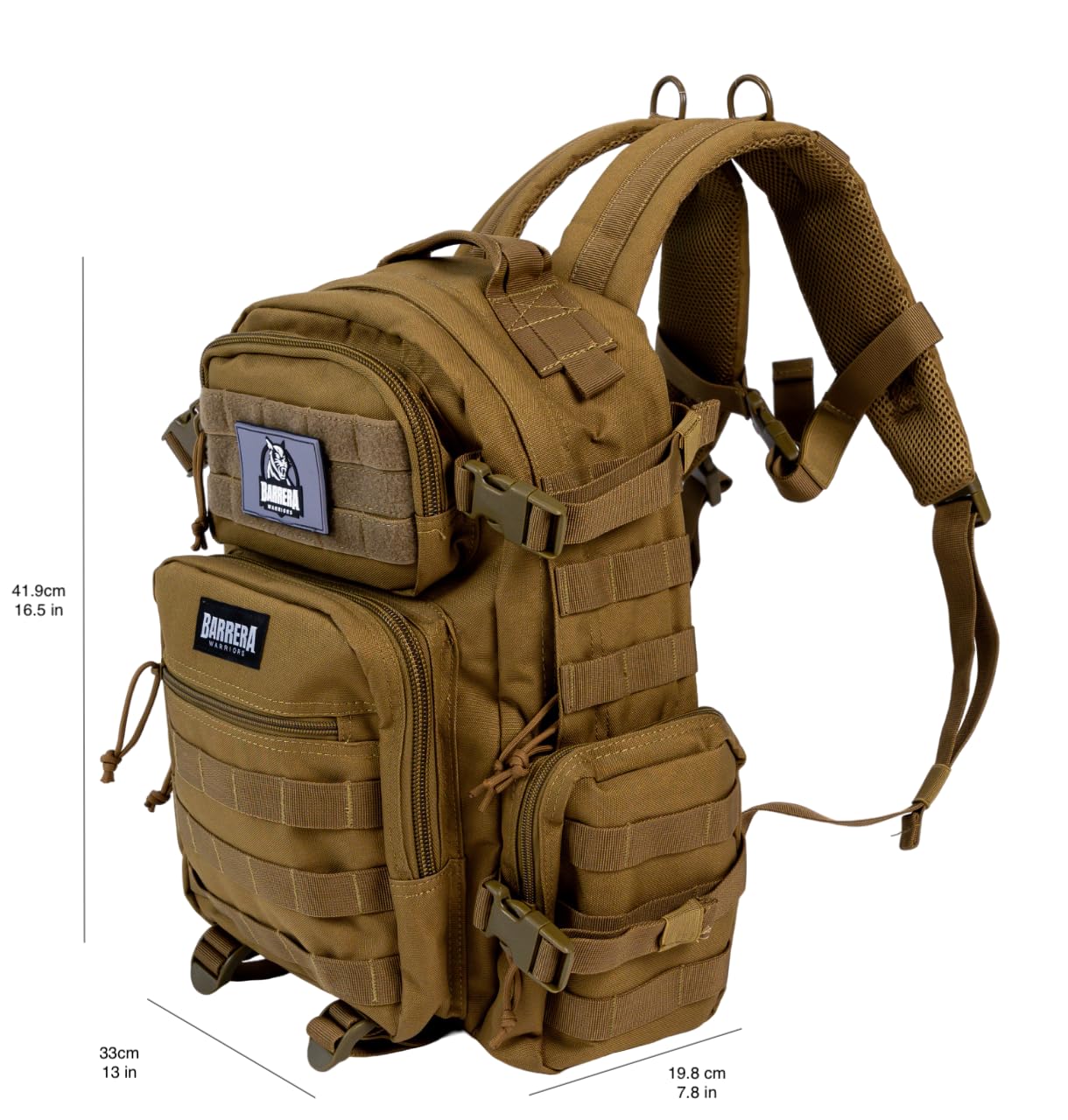 BARRERA Warriors 25L Tactical Backpack - Military MOLLE Assault Pack for Men, Durable Outdoor Hiking & Travel Backpack with Laptop Compartment (Mud Brown) - Perfect for Camping, Hiking, Airsoft & Everyday Use