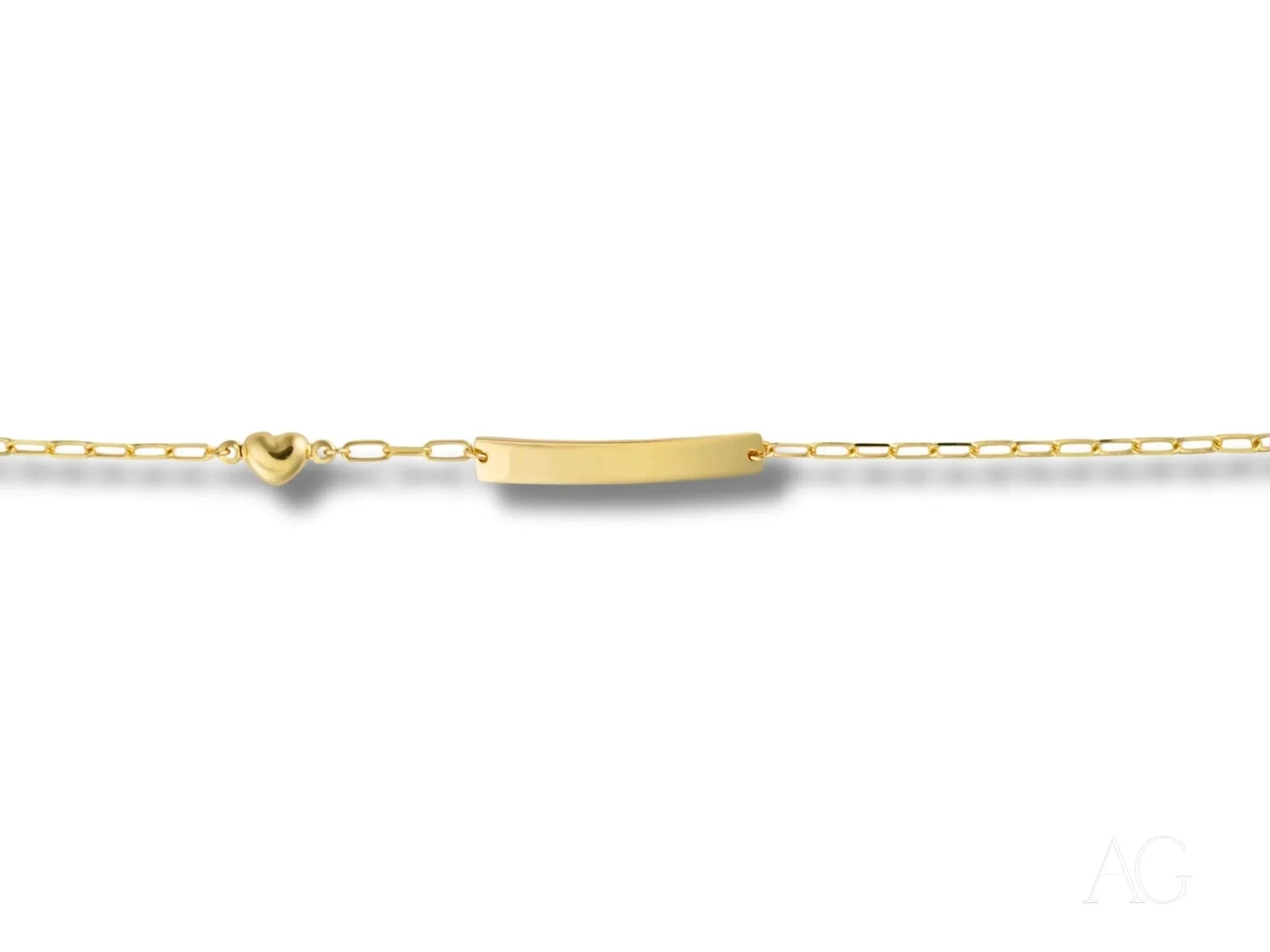 18K Gold Kids Bracelet with Custom ID Plate & Heart Charms - Personalized Name Jewelry for Children, Birthday Gifts, Baby Shower Presents