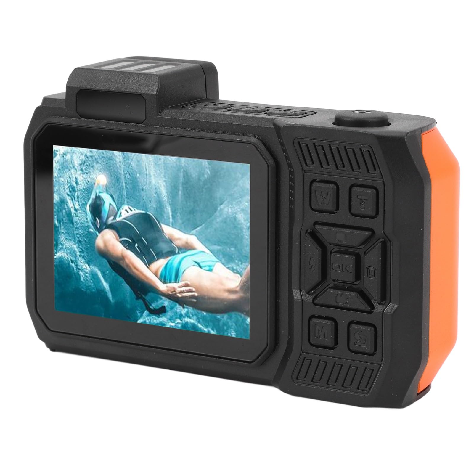 4K 65MP Dual Screen Underwater Digital Camera with 10x Zoom - Waterproof Snorkeling Camera for Diving, Swimming & Travel (Orange) - Perfect for Underwater Photography, Beach Vacations & Marine Exploration