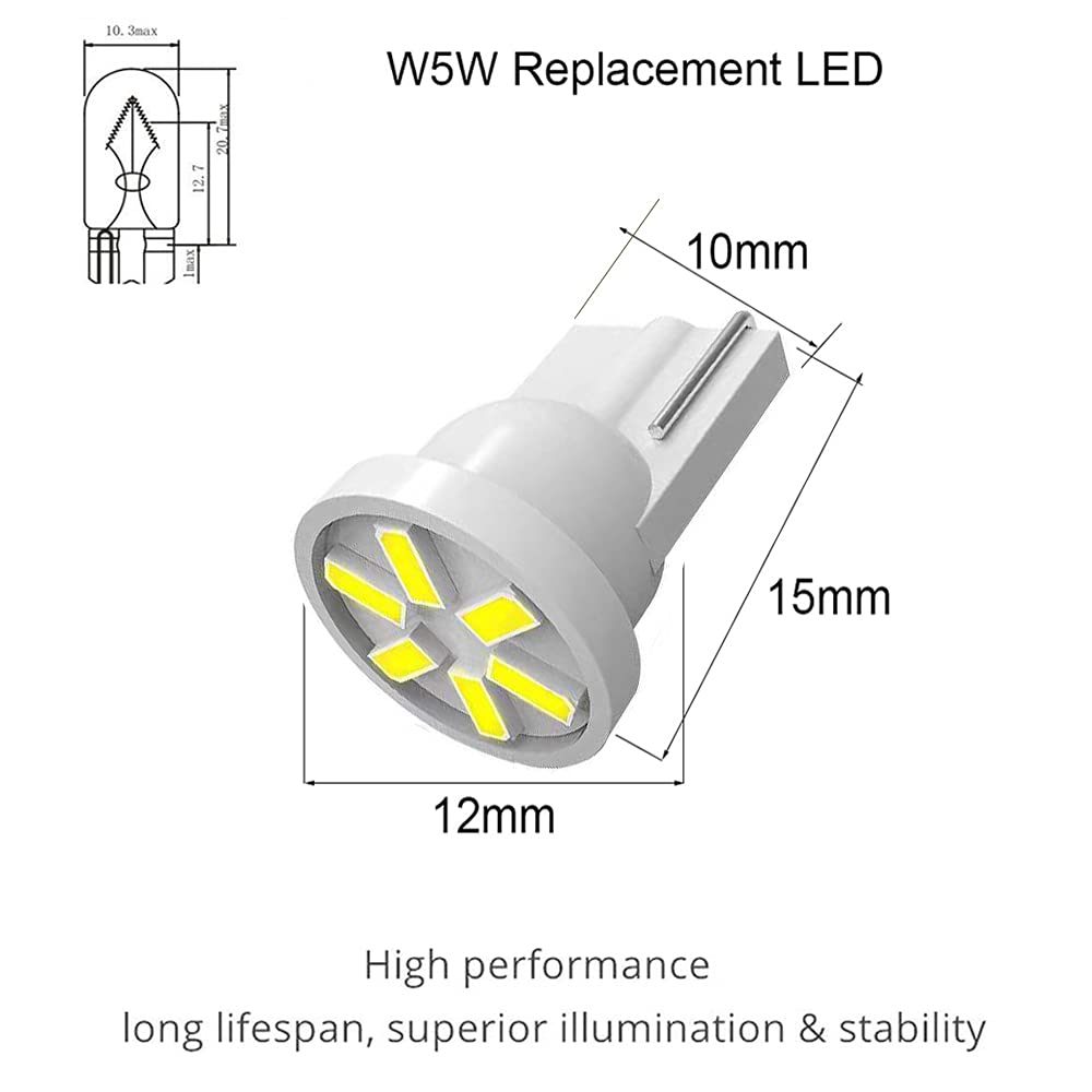 BlyilyB 12-Pack White T10 194 168 LED Bulbs with Twist Lock Socket - PC194 PC195 PC161 PC158 Compatible - Bright Dashboard Gauge Cluster Lights for Cars, Trucks & Motorcycles - Perfect for Instrument Panel & Interior Lighting Upgrades