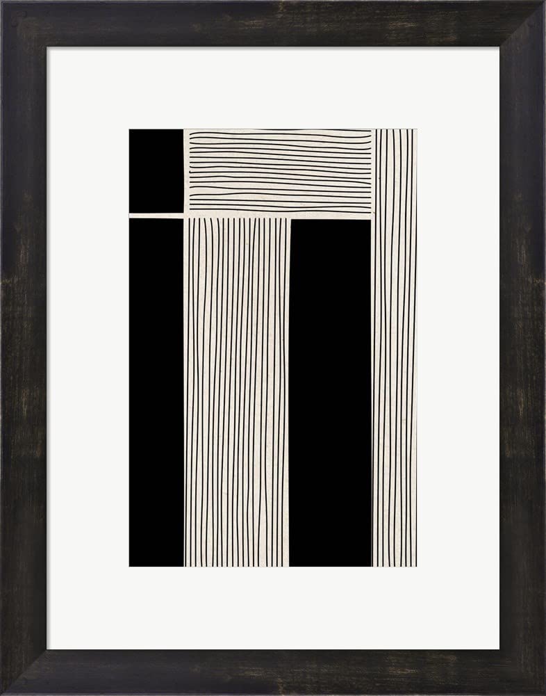 Ribbing 2 by Design Fabrikken Framed Wall Art Print - 15x19 Inches with Espresso Brown Wood Frame - Modern Scandinavian Home Decor for Living Room, Bedroom & Office