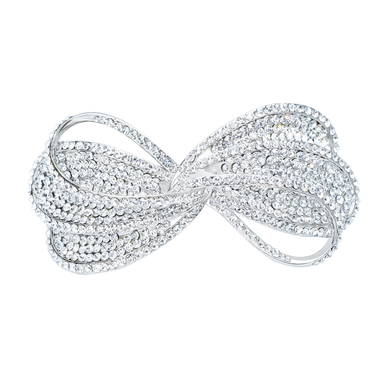 Sparkly Crystal Bow French Hair Barrette Clips - Elegant Bowknot Flower Hairpins for Women | Wedding, Prom, Party Hair Accessories | Perfect for Bridal, Formal Events & Special Occasions