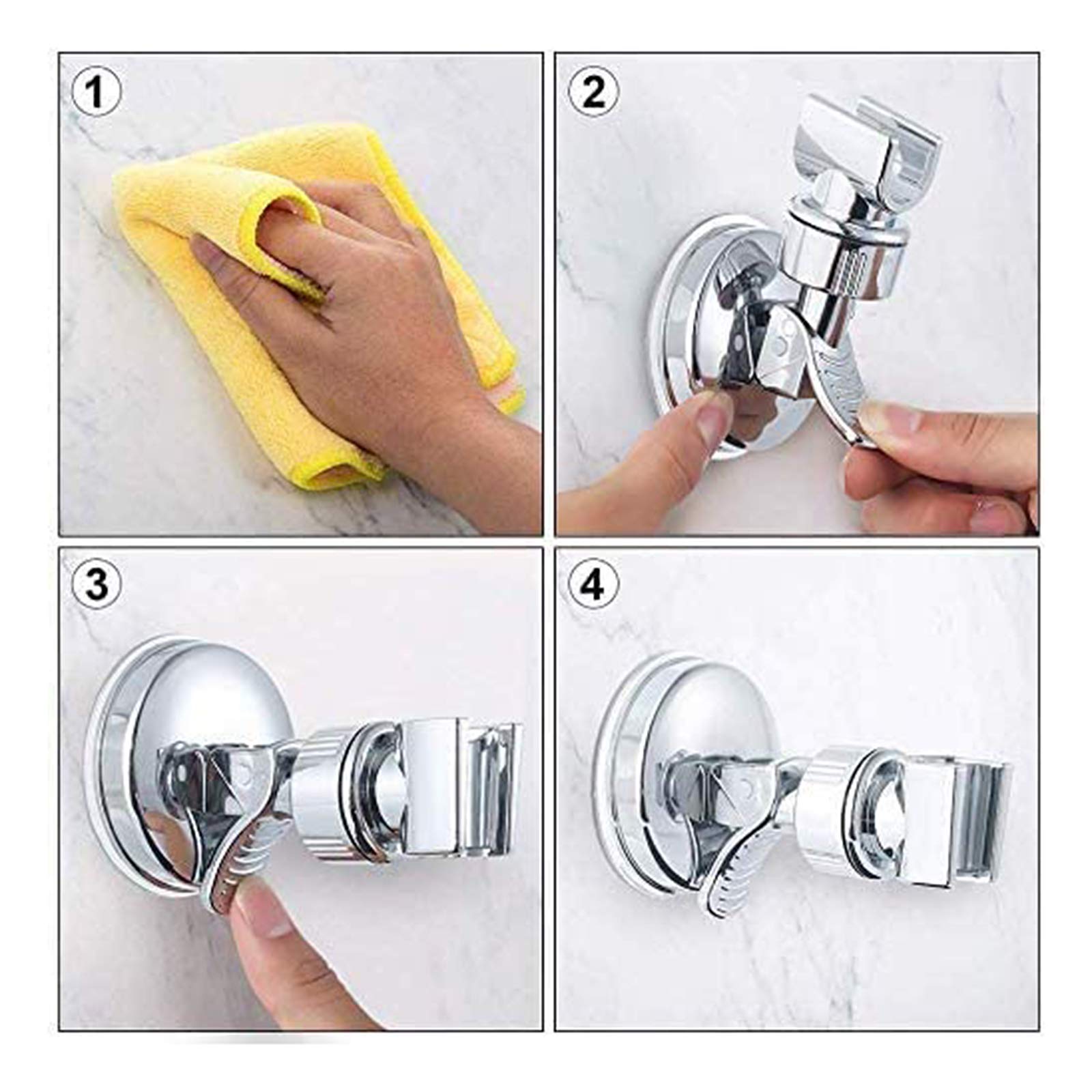 Universal Adjustable Suction Cup Shower Head Holder - Wall Mount Bracket for Handheld Shower Wand, RV Bathroom & Home Use - Perfect for Travel, Camping and Small Spaces