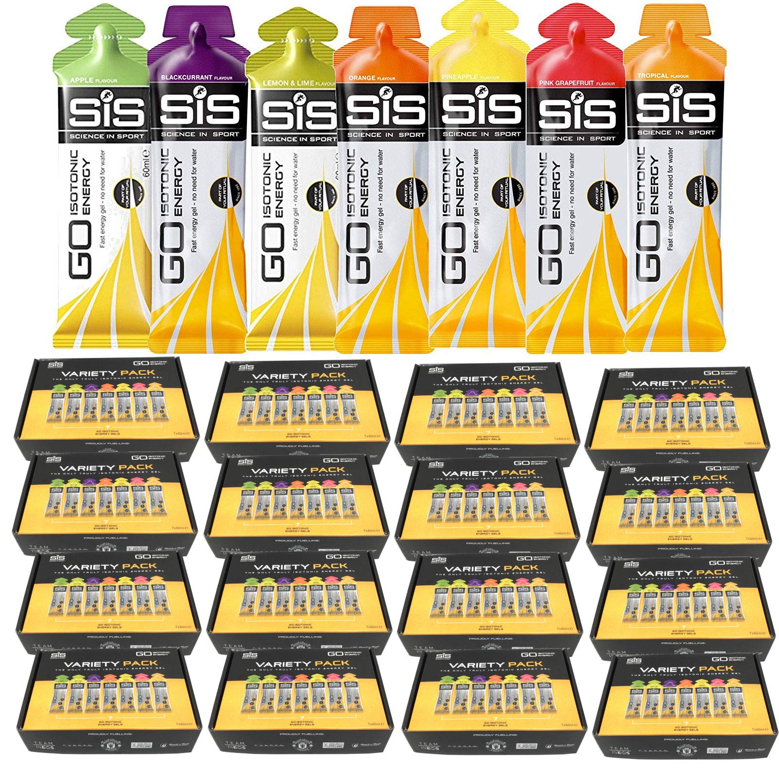 Science in Sport Go Isotonic Energy Gels Variety Pack - 16 Boxes (112 Gels) | Fast-Acting Carbohydrate Fuel for Running, Cycling & Endurance Sports
