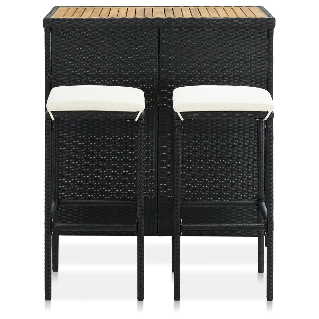 Stylish Avery Bar Set - Black Poly Rattan Outdoor Furniture for Patio, Garden, or Poolside Relaxation