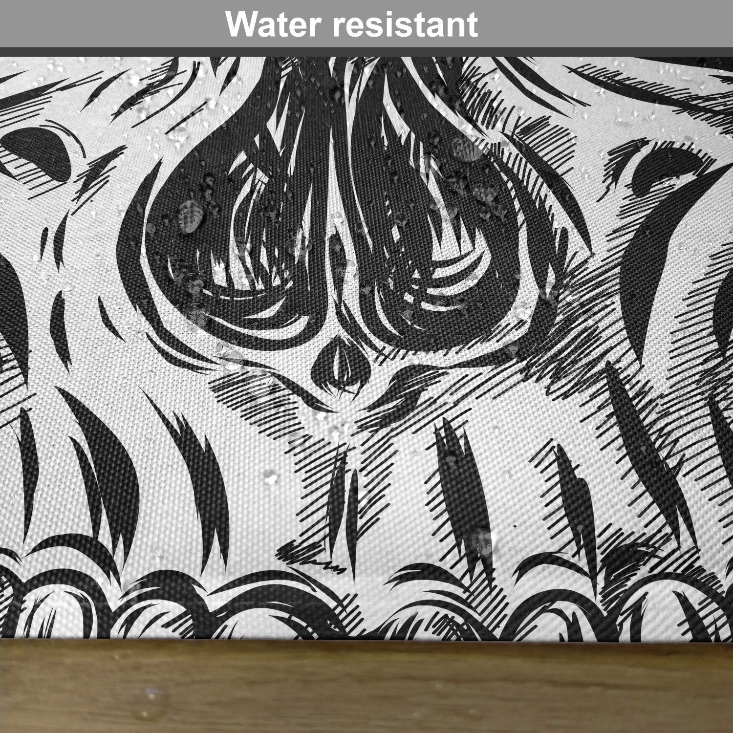 Ambesonne Halloween Place Mats Set of 4 - Gothic Skull Face & Skeleton Illustration Washable Fabric Dining Table Mats - Black & White Standard Size - Perfect for Spooky Dinner Parties & Halloween Decor