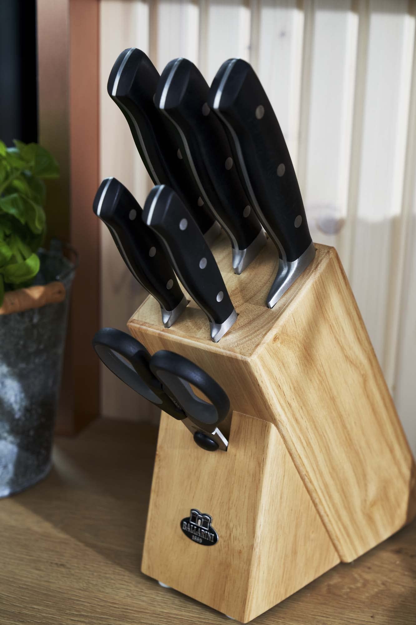 Ballarini Brenta 7-Piece Knife Block Set with Stainless Steel Knives - Perfect for Home Kitchen, Cooking, and Food Prep