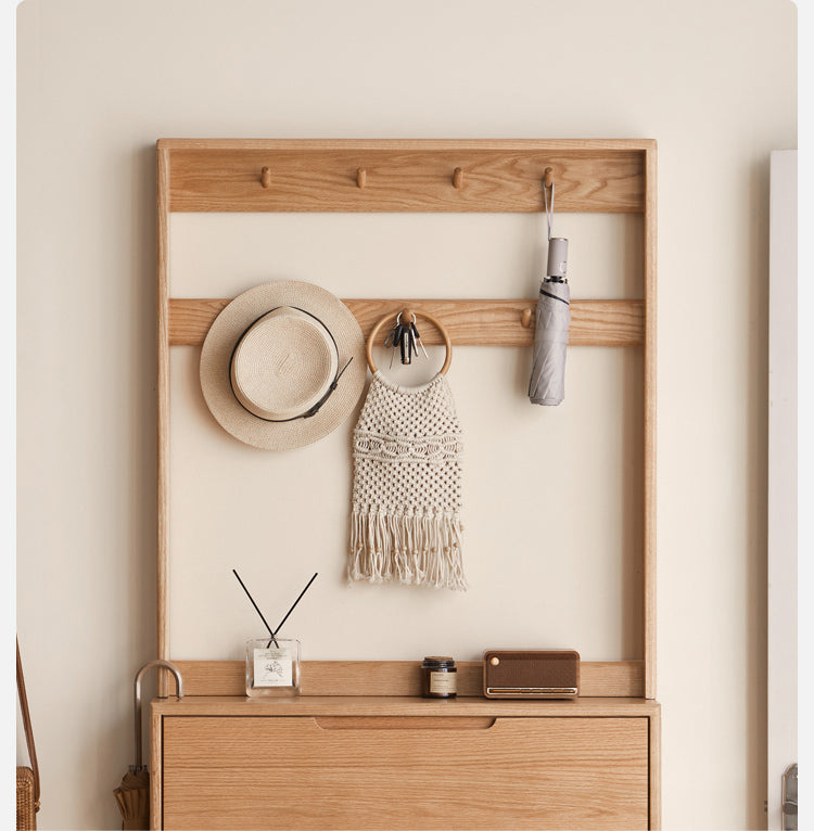 Solid Wood Shoe Cabinet - Thin Oak & Poplar Entryway Storage Organizer for Home, Porch, and Doorway | Perfect for Small Spaces & Clutter-Free Entry