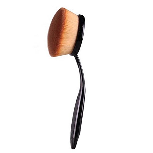Futaba Big Oval Foundation & Loose Powder Brush - Soft Kabuki Makeup Brush for Flawless Face Application - Perfect for Liquid, Cream & Mineral Powder Cosmetics (Brown)