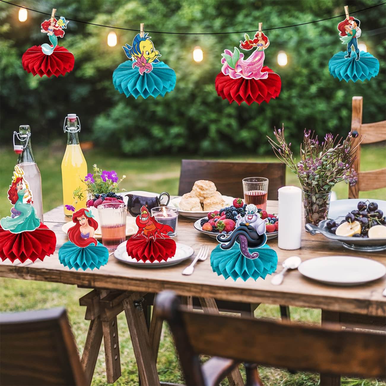 Little Mermaid Party Decorations Set - 8Pcs Ariel Themed 3D Honeycomb Centerpieces for Birthday Party Supplies | Perfect for Under the Sea Theme Decor, Baby Shower & Kids Birthday Party Decorations