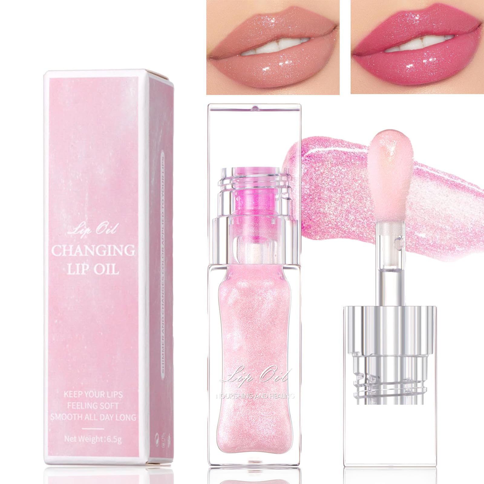 Magic Color Changing Lip Oil - Hydrating Lip Gloss with Warm Color Change, Long Lasting Shimmery Finish | Perfect for Everyday Wear, Date Nights & Special Occasions