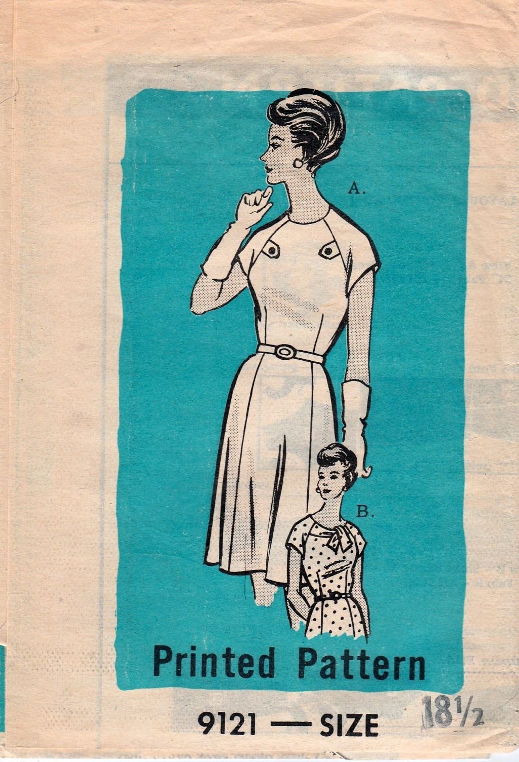 Vintage 1960s Ladies Dress Sewing Pattern - Mail Order 9121 - DIY Retro Fashion for Costume Parties & Historical Reenactments