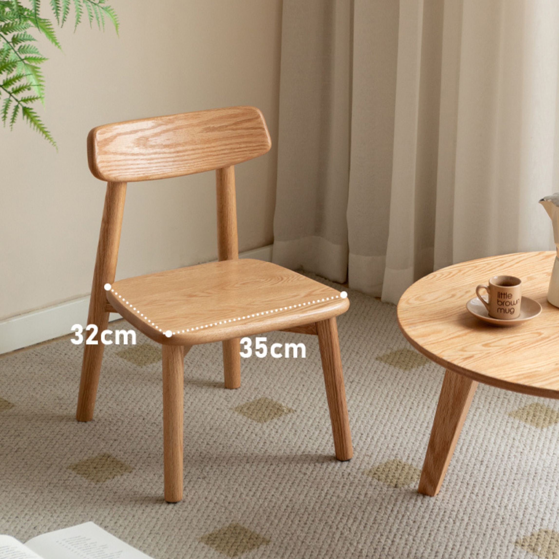 Solid Oak Wood Small Chair for Kids & Toddlers - Sturdy & Safe Baby Chair for Dining, Reading, and Playroom Use