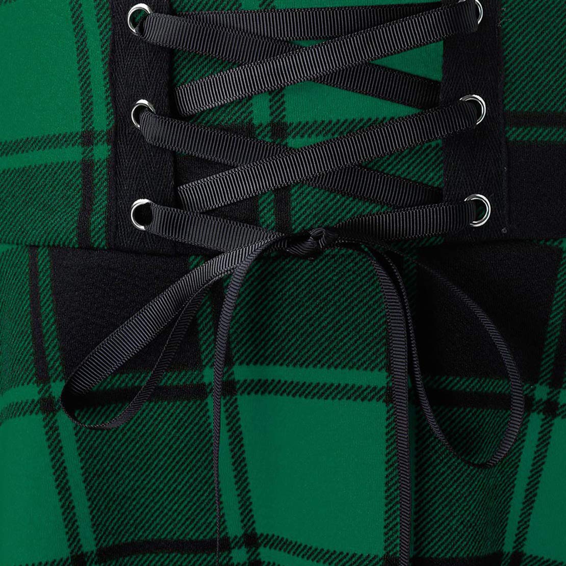 Loveimgs Women's Cute High Waist Flared Plaid Skater Skirt - Drawstring A-Line Swing Mini Skirt for Cheerleading, Dance & Casual Wear