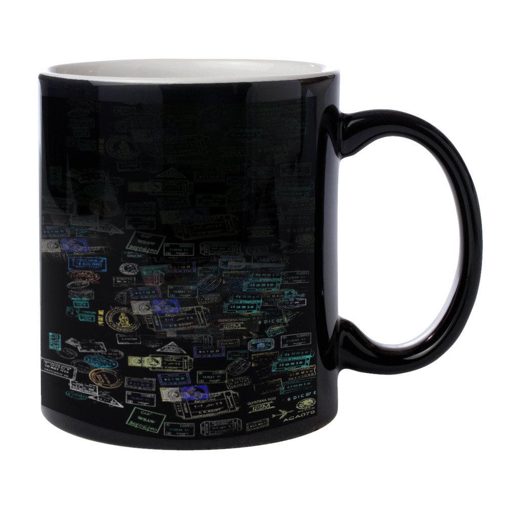 Heat Changing Travel Mug with European Stamp Design - Perfect for Coffee, Tea & Hot Drinks at Home, Office or Travel
