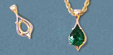 10x7mm Pear Cut Sterling Silver or 14K Gold Pendant Setting - Handcrafted in USA | Perfect for Necklaces, Jewelry Making & Gift Giving