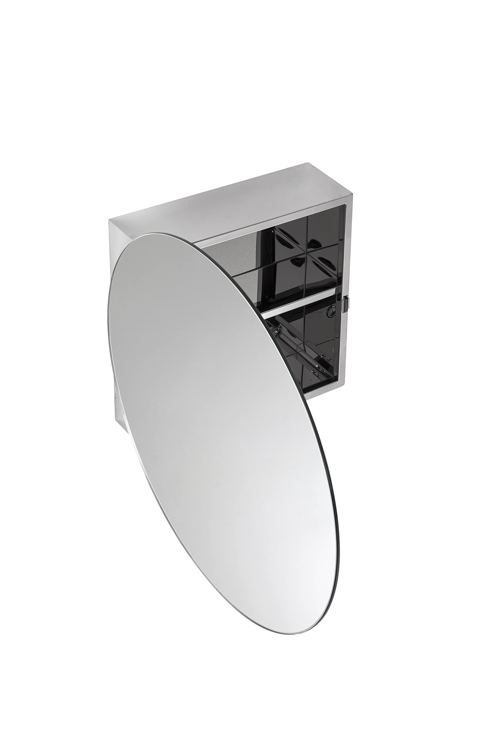Croydex Severn Stainless Steel Bathroom Mirror Cabinet - Wall Mounted, Space Saving Design for Small Bathrooms - Fully Assembled with Fixed Internal Shelf - 11 x 50 x 50cm - Perfect for Modern Bathrooms, Powder Rooms & Compact Spaces