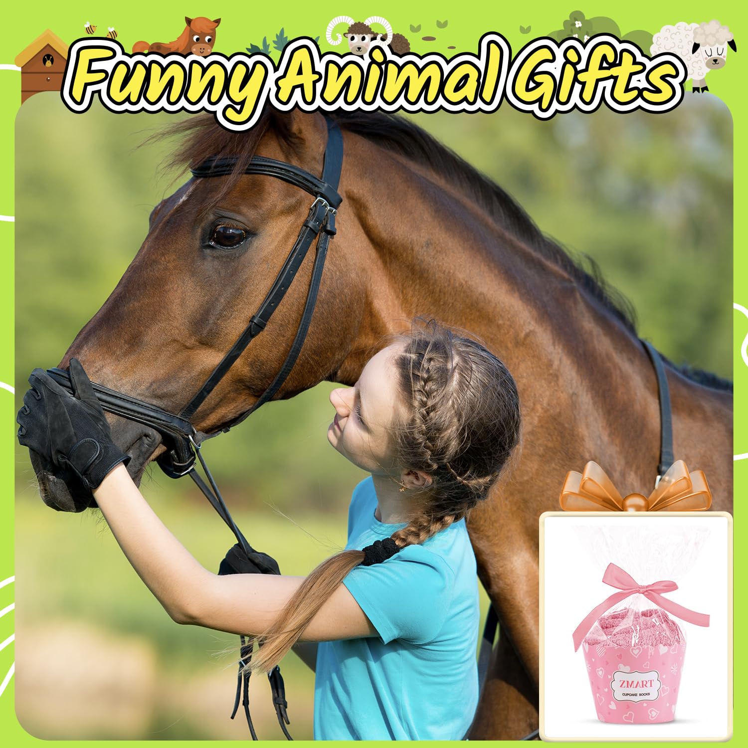 Zmart Animal Fuzzy Socks for Women & Girls - Cute Chicken, Horse, Fox, Dinosaur Pattern Cozy Winter Socks | Perfect Gift for Kids, Christmas Stocking Stuffers, Lounge Wear & Sleepwear