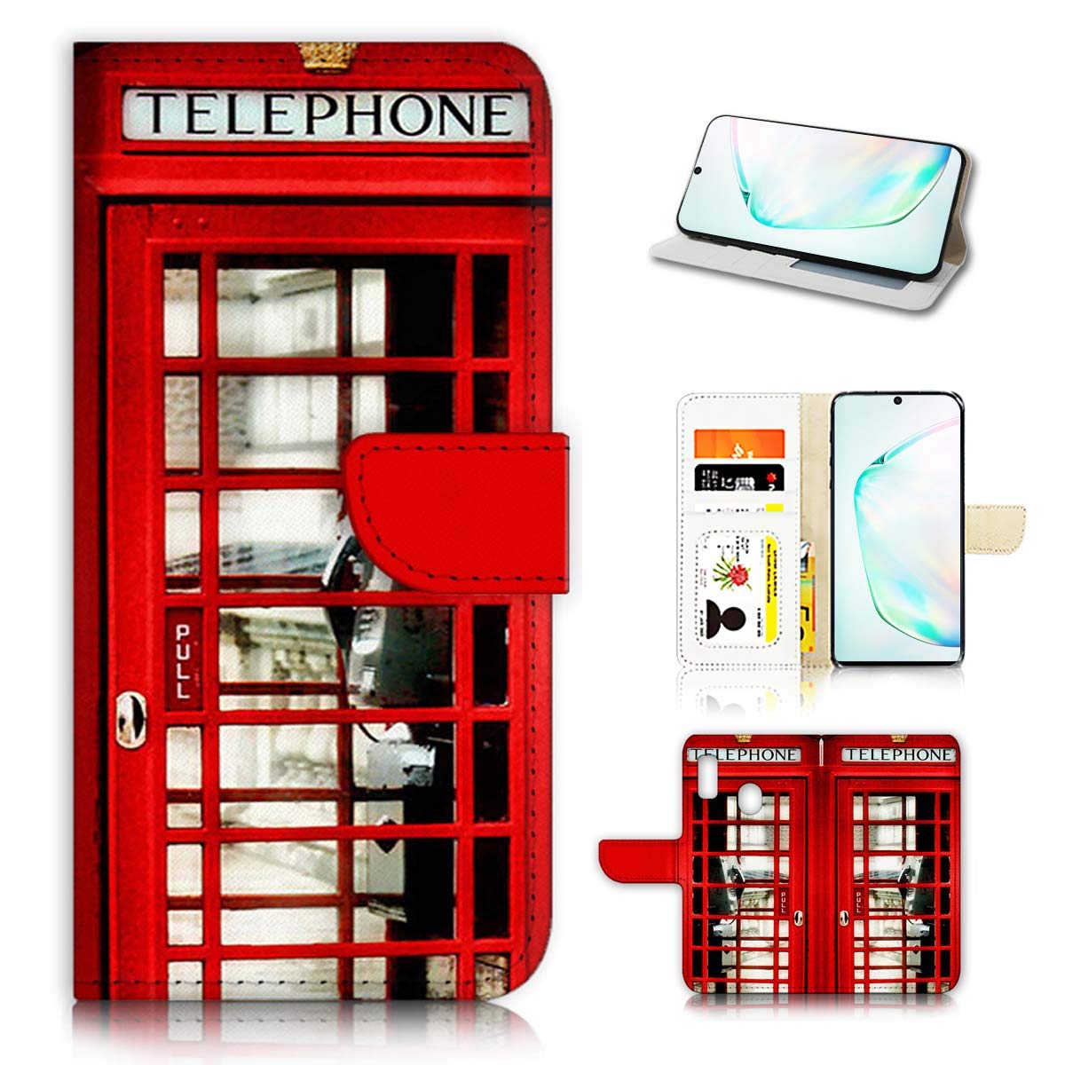 Premium Flip Wallet Phone Case for Samsung Galaxy Note 10 - British Red Phone Booth Design (Model A0096) | Perfect for Business Professionals & Travel Protection