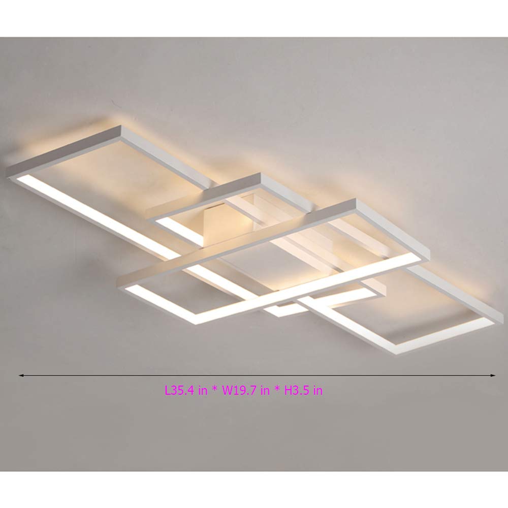 Dimmable LED Ceiling Light with Remote Control - Modern Flush Mount Acrylic Chandelier for Living Room, Kitchen Island, Dining Room, Bedroom & Bathroom | Energy-Efficient Home Lighting Solution for Stylish Interior Decor