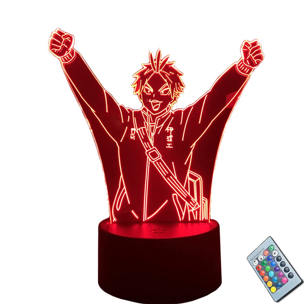 YJS Volleyball Boy Kanji Koganegawa LED Night Light - 16 Color Changing USB Table Lamp with Remote Control | 3D Illusion Anime Figure for Bedroom, Sports Fan Gift, Christmas & Birthday Present | Perfect for Manga Lovers, Teen Room Decor, and Volleyball Enthusiasts