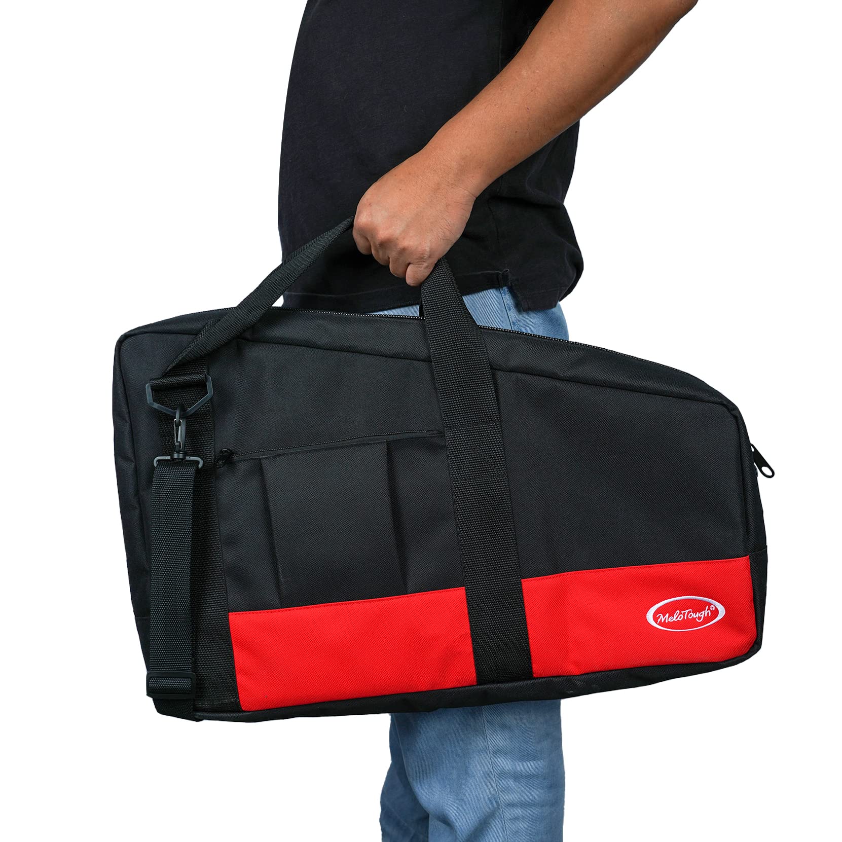 **Heavy Duty Framing Nail Gun Tool Bag with Extra Storage Pockets & Shoulder Strap - Fits Hitachi NR83A (Red) - Perfect for Carpenters, Contractors & DIY Projects**