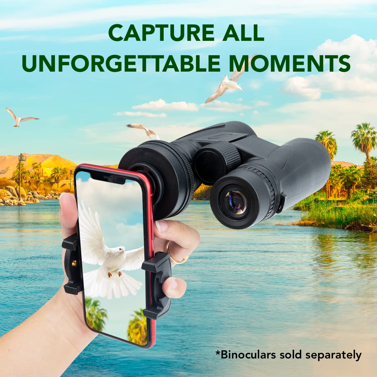 STARSCOPE Universal Phone Telescope Adapter - Adjustable Smartphone Mount for Binoculars, Spotting Scopes & Monoculars | Fits Most Phones Up to 110mm | Easy Setup for Bird Watching, Stargazing & Outdoor Adventures
