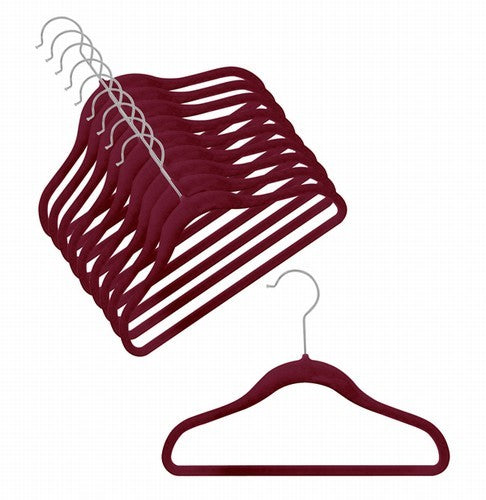 Kids' Slim Line Burgundy Clothes Hangers - Space Saving Children's Wardrobe Organizer for Shirts, Pants & Dresses