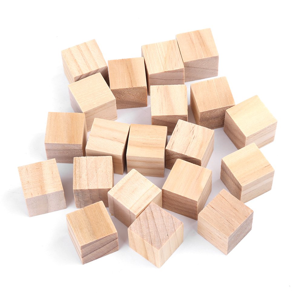 20pcs Natural Wood Cubes for DIY Crafts - 20mm Wooden Blocks for Kids Toys, Handmade Wooden Crafts, Home Decor & Scrapbooking Projects - Perfect for School Art Projects, Gift Wrapping & Table Centerpieces