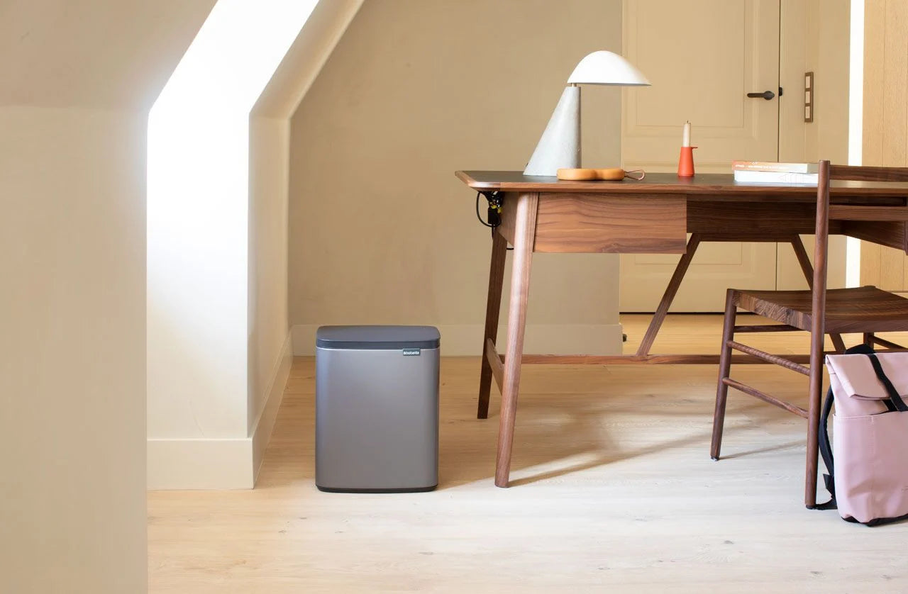 12L White Bo Waste Bin - Small Trash Can for Kitchen, Bathroom, Office & Home Use