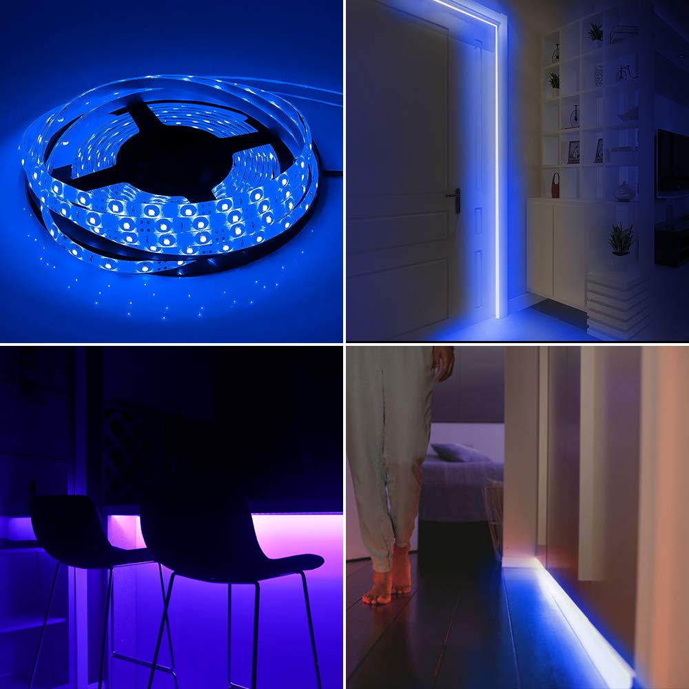 16.4ft LED Strip Lights 300 LEDs 2835 SMD Flexible Light Strips for Home, Kitchen, Bedroom, Bar - Blue (Power Supply Not Included) | Perfect for Accent Lighting, Under Cabinet, and Party Decorations