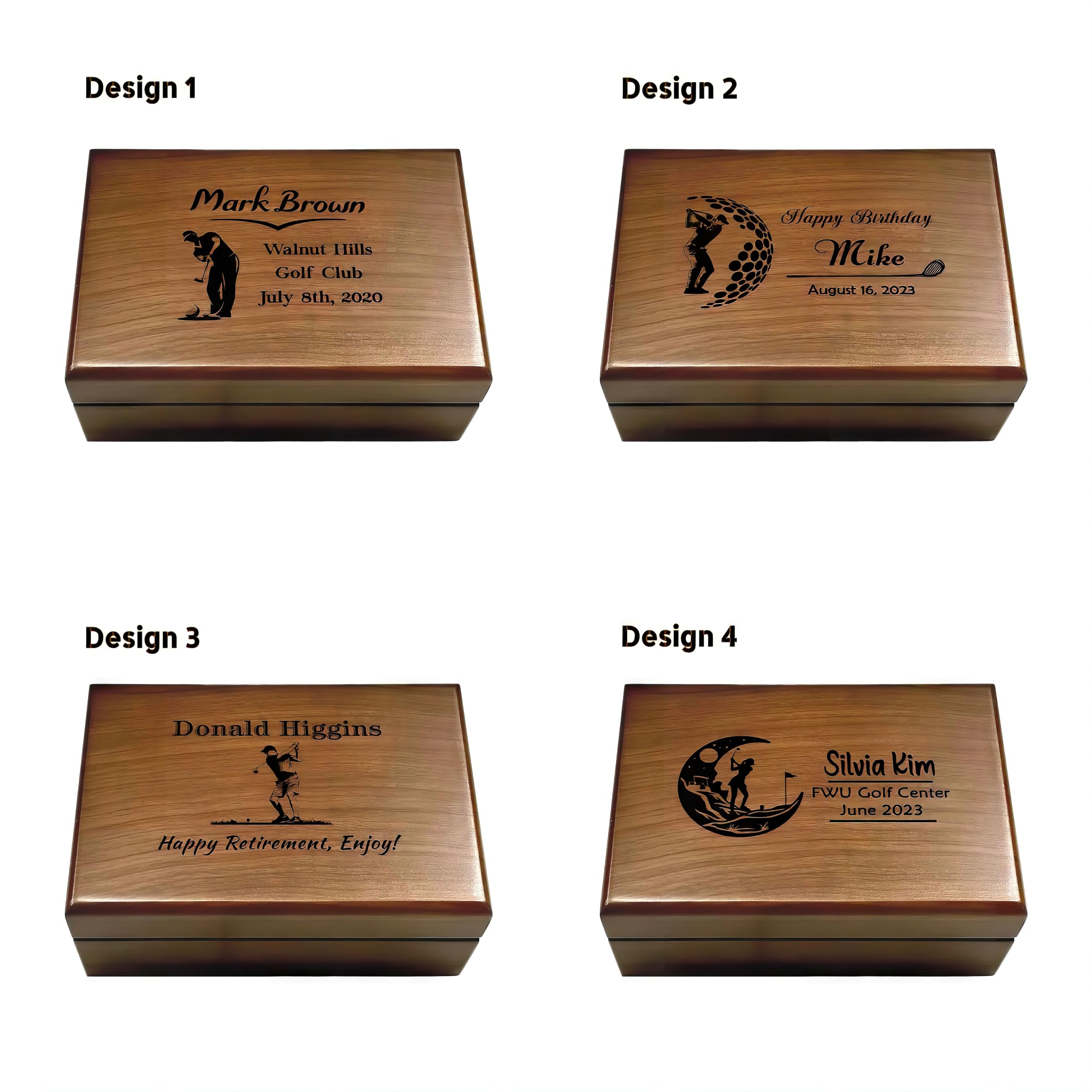 Personalized Golf Keepsake Storage Box - Custom Engraved Golf Ball Display Case - Unique Golf Gift for Men, Dad, Husband & Boyfriend - Perfect Birthday, Retirement & Memory Present for Golf Lovers - Ideal for Home, Office or Clubhouse Display